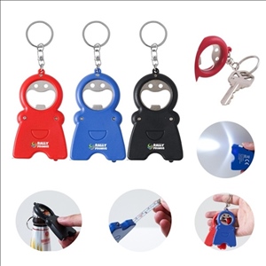 4 in 1 Keychain With Bottle Opener LED Light Measuring Tape